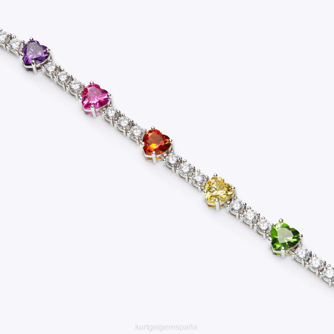 Kurt Geiger mujer pulsera de tenis con corazones de Londres 2LPR551 | accesorios combinación de plata